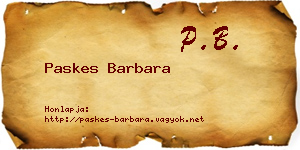 Paskes Barbara névjegykártya